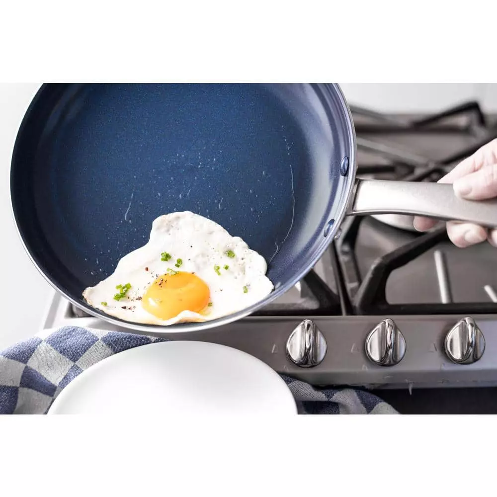 12 in. Aluminum Ceramic Nonstick Frying Pan in Blue by Blue Diamond 4 12 in. Aluminum Ceramic Nonstick Frying Pan in Blue by Blue Diamond - Image 2