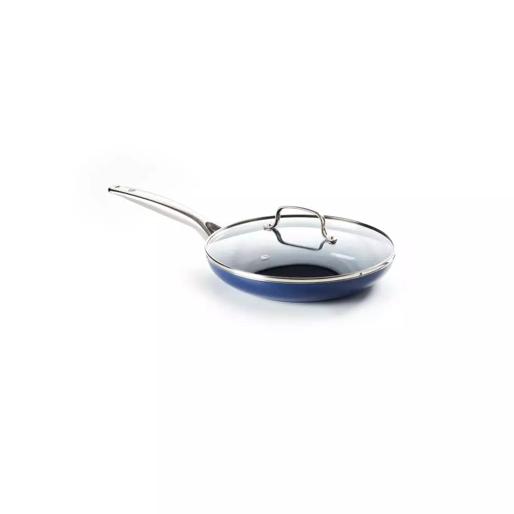 12 in. Aluminum Ceramic Nonstick Frying Pan in Blue with Glass Lid by Blue Diamond 3 12 in. Aluminum Ceramic Nonstick Frying Pan in Blue with Glass Lid by Blue Diamond