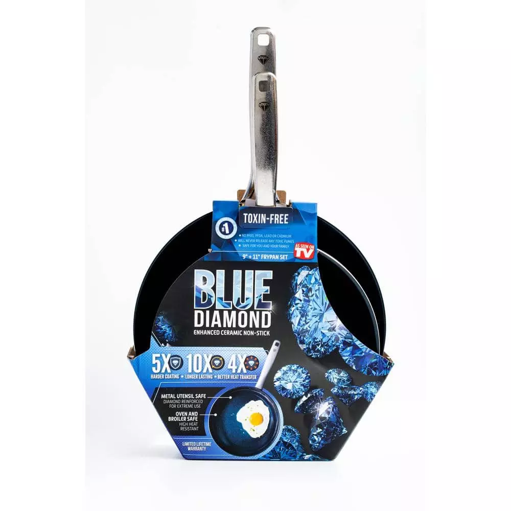 2-Piece Aluminum Ceramic Nonstick Frying Pan Set in Blue by Blue Diamond 6 2-Piece Aluminum Ceramic Nonstick Frying Pan Set in Blue by Blue Diamond - Image 4