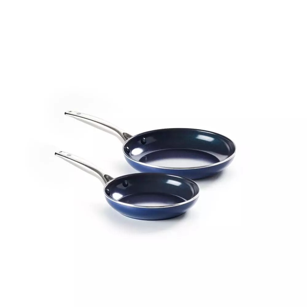 2-Piece Aluminum Ceramic Nonstick Frying Pan Set in Blue by Blue Diamond 3 2-Piece Aluminum Ceramic Nonstick Frying Pan Set in Blue by Blue Diamond