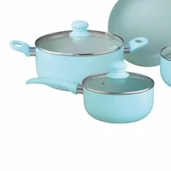 7-Piece Nonstick Aluminum Cookware Set in Blue by Brentwood Appliances -Cookware Sales Shop blue brentwood appliances pot pan sets bps 207bl 44 1000