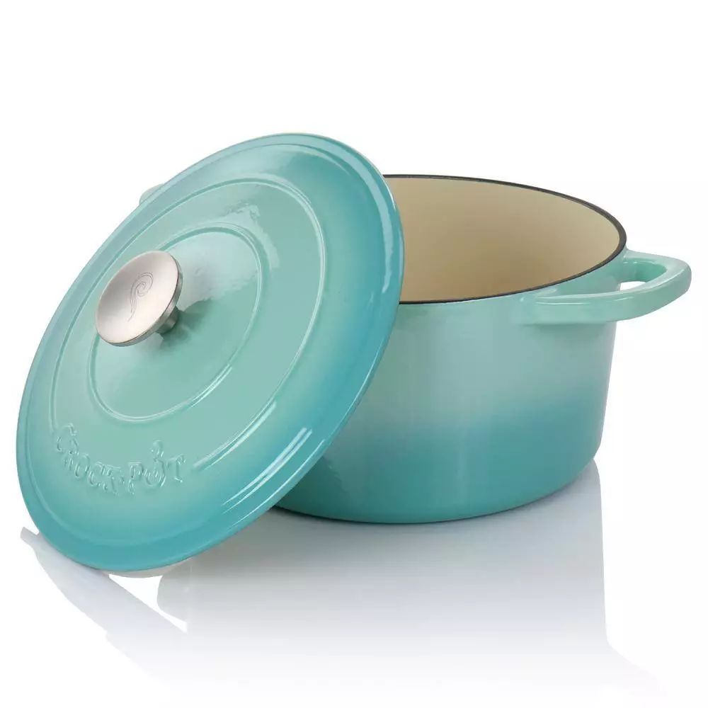 Artisan 5 qt. 2-Piece Enameled Cast Iron Dutch Oven in Aqua Blue by Crock-Pot 4 Artisan 5 qt. 2-Piece Enameled Cast Iron Dutch Oven in Aqua Blue by Crock-Pot - Image 2