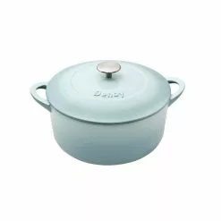 Heritage Pavilion 4 qt. Round Cast Iron Casserole Dish in Blue with Lid by Denby