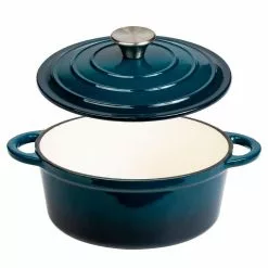 Durable 2.8 qt. Round Cast Iron Dutch Oven in Blue Ombre Enamel by LEXI HOME 9 Durable 2.8 qt. Round Cast Iron Dutch Oven in Blue Ombre Enamel by LEXI HOME -Cookware Sales Shop blue dutch ovens lb5438 4f 1000