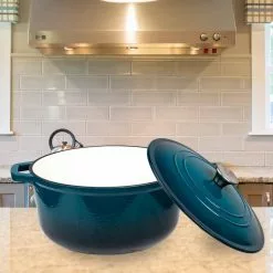 6 qt. Durable Cast Iron Dutch Oven Casserole Pot in Blue Ombre Enamel by Lexi Home 10 6 qt. Durable Cast Iron Dutch Oven Casserole Pot in Blue Ombre Enamel by Lexi Home -Cookware Sales Shop blue dutch ovens lb5442 1f 1000