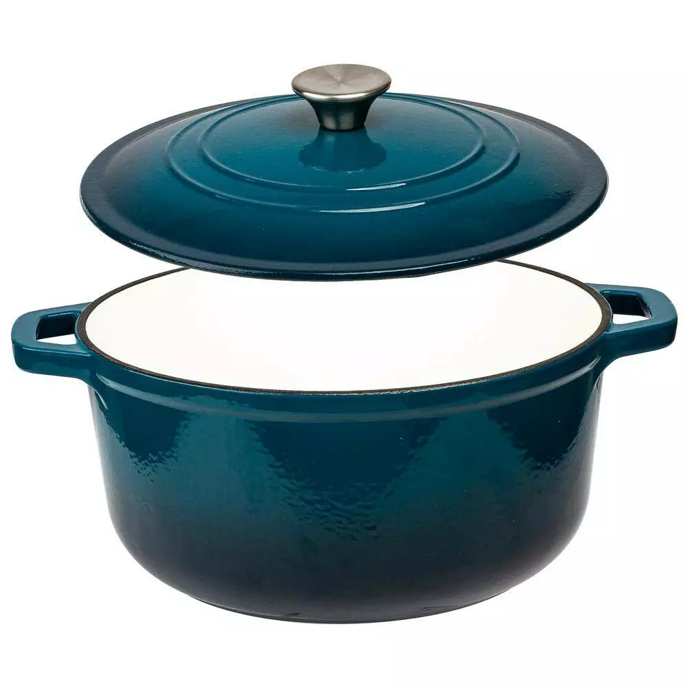 6 qt. Durable Cast Iron Dutch Oven Casserole Pot in Blue Ombre Enamel by Lexi Home 5 6 qt. Durable Cast Iron Dutch Oven Casserole Pot in Blue Ombre Enamel by Lexi Home - Image 3