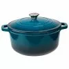 6 qt. Durable Cast Iron Dutch Oven Casserole Pot in Blue Ombre Enamel by Lexi Home