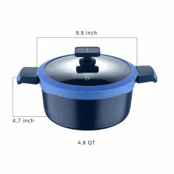 Gastro Diamond Cast Aluminum 4.8 qt. Dutch Oven with Tempered Glass Lid by MasterPRO -Cookware Sales Shop blue dutch ovens mpus14026blu 44 1000
