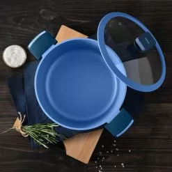 Gastro Diamond Cast Aluminum 4.8 qt. Dutch Oven with Tempered Glass Lid by MasterPRO -Cookware Sales Shop blue dutch ovens mpus14026blu 76 1000