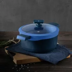 Gastro Diamond Cast Aluminum 4.8 qt. Dutch Oven with Tempered Glass Lid by MasterPRO -Cookware Sales Shop blue dutch ovens mpus14026blu fa 1000