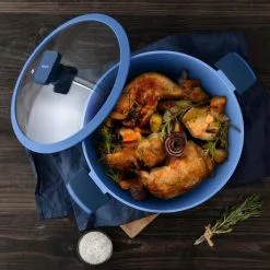 Gastro Diamond Cast Aluminum 7.5 qt. Dutch Oven with Tempered Glass Lid by MasterPRO -Cookware Sales Shop blue dutch ovens mpus14027blu 31 1000