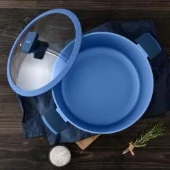 Gastro Diamond Cast Aluminum 7.5 qt. Dutch Oven with Tempered Glass Lid by MasterPRO -Cookware Sales Shop blue dutch ovens mpus14027blu 76 1000