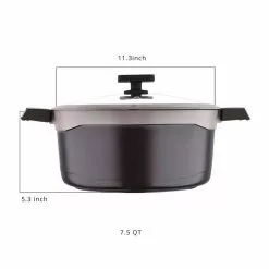 Gastro Titanium Cast Aluminum 7.5 qt. Dutch Oven with Tempered Glass Lid by MasterPRO 14 Gastro Titanium Cast Aluminum 7.5 qt. Dutch Oven with Tempered Glass Lid by MasterPRO -Cookware Sales Shop blue dutch ovens mpus14027brn 44 1000