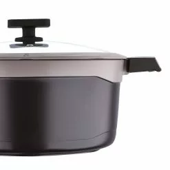 Gastro Titanium Cast Aluminum 7.5 qt. Dutch Oven with Tempered Glass Lid by MasterPRO 12 Gastro Titanium Cast Aluminum 7.5 qt. Dutch Oven with Tempered Glass Lid by MasterPRO -Cookware Sales Shop blue dutch ovens mpus14027brn 4f 1000