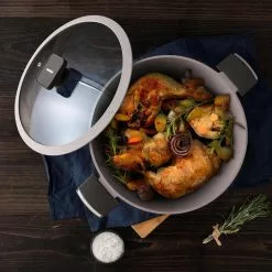 Gastro Titanium Cast Aluminum 7.5 qt. Dutch Oven with Tempered Glass Lid by MasterPRO 16 Gastro Titanium Cast Aluminum 7.5 qt. Dutch Oven with Tempered Glass Lid by MasterPRO -Cookware Sales Shop blue dutch ovens mpus14027brn 76 1000