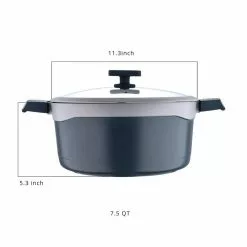 Gastro Ceramic Cast Aluminum 7.5 qt. Dutch Oven with Tempered Glass Lid by MasterPRO 14 Gastro Ceramic Cast Aluminum 7.5 qt. Dutch Oven with Tempered Glass Lid by MasterPRO -Cookware Sales Shop blue dutch ovens mpus14027gry 44 1000