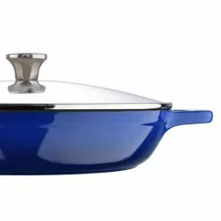 3.5 qt. Cast Iron Braiser with Glass Lid by MasterPRO -Cookware Sales Shop blue dutch ovens mpus16322blu c3 1000