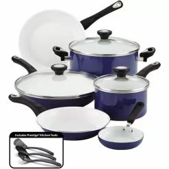 PurECOok 12-Piece Aluminum Ceramic Nonstick Cookware Set in Blue by Farberware