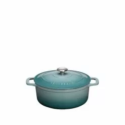 Chasseur 7.25 qt. Blue French Enameled Cast Iron Oval Dutch Oven by French Home