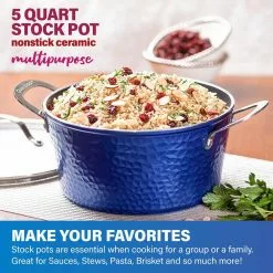 10-Piece Aluminum Hammered Ultra-Durable Non-Stick Diamond Infused Cookware Set in Classic Blue by Granite Stone Diamond -Cookware Sales Shop blue granite stone diamond skillets 7764 76 1000