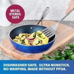10-Piece Aluminum Hammered Ultra-Durable Non-Stick Diamond Infused Cookware Set in Classic Blue by Granite Stone Diamond -Cookware Sales Shop blue granite stone diamond skillets 7764 fa 1000