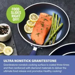 Classic Blue 3-Piece Aluminum Nonstick Mineral and Diamond Triple Coated Frying Pan Set (8 in., 10 in. and 12 in.) by Granite Stone Diamond -Cookware Sales Shop blue granite stone diamond skillets 7776 44 1000