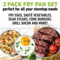 Classic Blue 3-Piece Aluminum Nonstick Mineral and Diamond Triple Coated Frying Pan Set (8 in., 10 in. and 12 in.) by Granite Stone Diamond -Cookware Sales Shop blue granite stone diamond skillets 7776 c3 1000