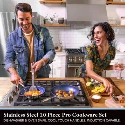 Classic Blue 10-Piece Stainless Steel Tri-Ply Nonstick Diamond Infused Coating Cookware Set by GRANITESTONE 14 Classic Blue 10-Piece Stainless Steel Tri-Ply Nonstick Diamond Infused Coating Cookware Set by GRANITESTONE -Cookware Sales Shop blue granitestone pot pan sets 7786 44 1000