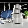 Classic Blue 10-Piece Stainless Steel Tri-Ply Nonstick Diamond Infused Coating Cookware Set by GRANITESTONE -Cookware Sales Shop blue granitestone pot pan sets 7786 64 1000