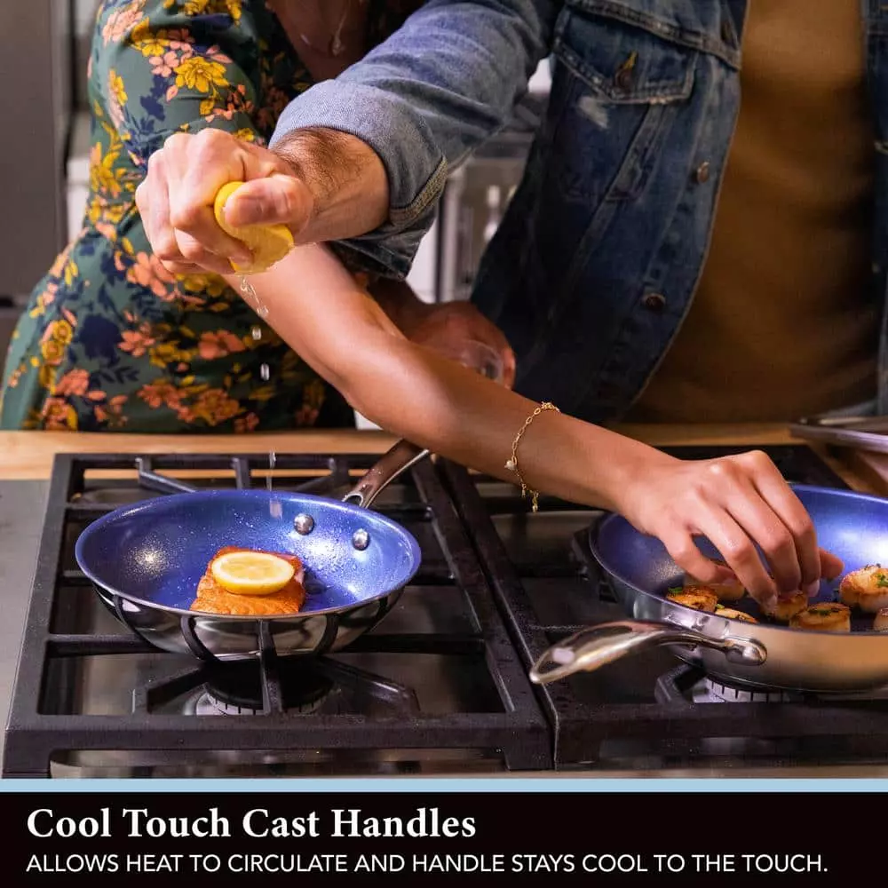 Classic Blue 10-Piece Stainless Steel Tri-Ply Nonstick Diamond Infused Coating Cookware Set by GRANITESTONE 8 Classic Blue 10-Piece Stainless Steel Tri-Ply Nonstick Diamond Infused Coating Cookware Set by GRANITESTONE - Image 6