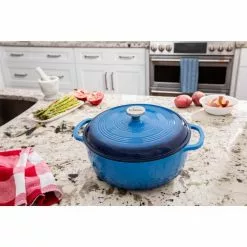 7.5 qt. Blue Enameled Cast Iron Dutch Oven by Lodge -Cookware Sales Shop blue lodge dutch ovens ec7d33 40 1000