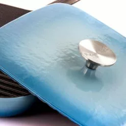 11 in. Cast Iron Nonstick Grill Pan in Blue by MegaChef -Cookware Sales Shop blue megachef grill pans 985112876m 1f 1000