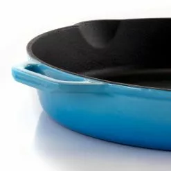 12 in. Cast Iron Nonstick Skillet in Blue by MegaChef 11 12 in. Cast Iron Nonstick Skillet in Blue by MegaChef -Cookware Sales Shop blue megachef skillets 985112879m 1f 1000
