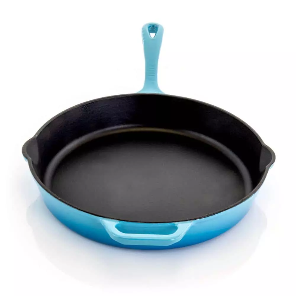 12 in. Cast Iron Nonstick Skillet in Blue by MegaChef 4 12 in. Cast Iron Nonstick Skillet in Blue by MegaChef - Image 2