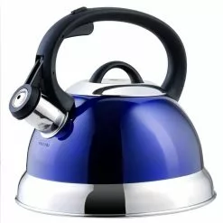 Flintshire 1.75 qt. 7-Cup Blue Stainless Steel Whistling Stovetop Tea Kettle by Mr. Coffee