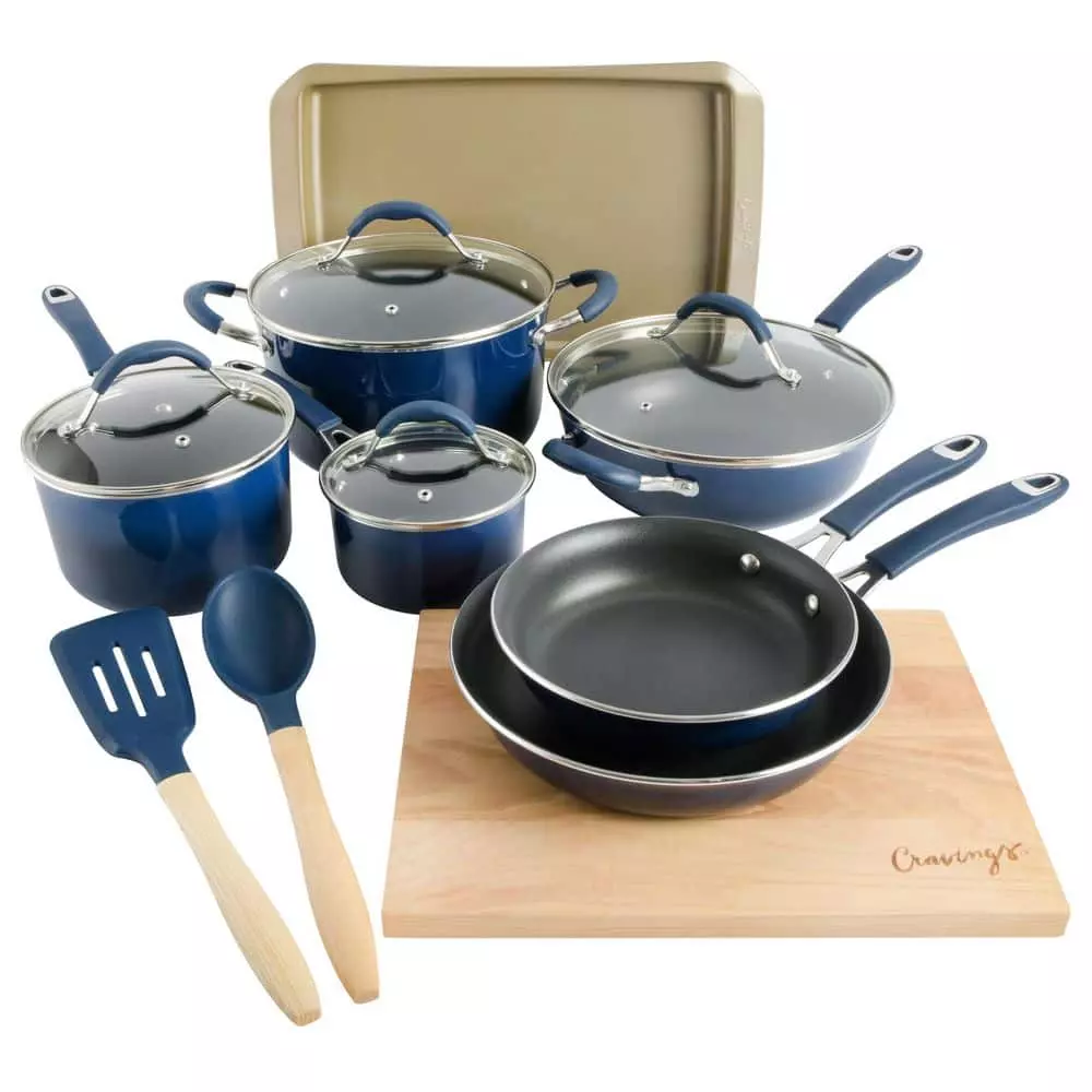 14-Piece Nonstick Aluminum Cookware Combo Set in Blue by Unbranded 3 14-Piece Nonstick Aluminum Cookware Combo Set in Blue by Unbranded