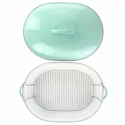 18 in. 8 qt. Martha Blue Enamel on Steel Oval Roasting Pan with Rack and Lid by MARTHA STEWART 13 18 in. 8 qt. Martha Blue Enamel on Steel Oval Roasting Pan with Rack and Lid by MARTHA STEWART -Cookware Sales Shop blue roasting pans 985118779m 44 1000