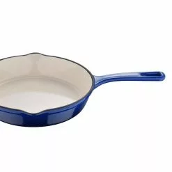 10 in. Cast Iron Frying Pan with Helper Handle by MasterPRO 15 10 in. Cast Iron Frying Pan with Helper Handle by MasterPRO -Cookware Sales Shop blue skillets mpus16323blu 44 1000