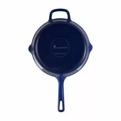 10 in. Cast Iron Frying Pan with Helper Handle by MasterPRO 12 10 in. Cast Iron Frying Pan with Helper Handle by MasterPRO -Cookware Sales Shop blue skillets mpus16323blu c3 1000