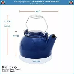 8-Cups 9.25 in. Tall Blue Cast Iron Enameled Humidifying Stovetop Kettle by Unbranded 7 8-Cups 9.25 in. Tall Blue Cast Iron Enameled Humidifying Stovetop Kettle by Unbranded -Cookware Sales Shop blue tea kettles t 16 bl 4f 1000