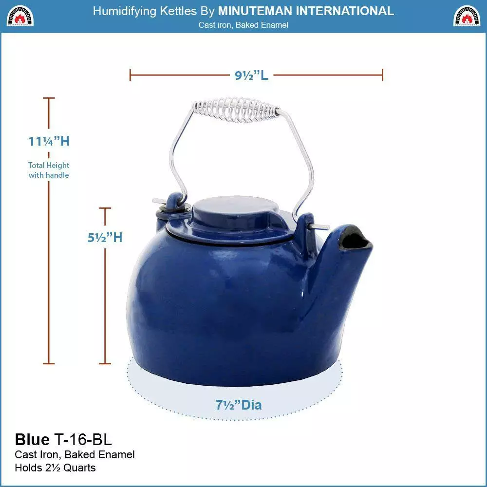 8-Cups 9.25 in. Tall Blue Cast Iron Enameled Humidifying Stovetop Kettle by Unbranded 5 8-Cups 9.25 in. Tall Blue Cast Iron Enameled Humidifying Stovetop Kettle by Unbranded - Image 3