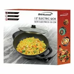 13 in. Electric Non-Stick Woks Skillet by Brentwood Appliances 14 13 in. Electric Non-Stick Woks Skillet by Brentwood Appliances -Cookware Sales Shop brentwood appliances woks stir fry pans sk 69bk 76 1000