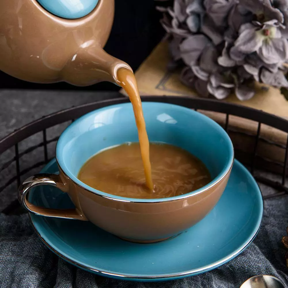 1-Piece Porcelain Teapot Brown Tea Pot Teacup and Saucer Set by Artvigor 4 1-Piece Porcelain Teapot Brown Tea Pot Teacup and Saucer Set by Artvigor - Image 2