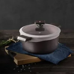 Gastro Titanium Cast Aluminum 4.8 qt. Dutch Oven with Tempered Glass by MasterPRO 15 Gastro Titanium Cast Aluminum 4.8 qt. Dutch Oven with Tempered Glass by MasterPRO -Cookware Sales Shop brown dutch ovens mpus14026brn fa 1000