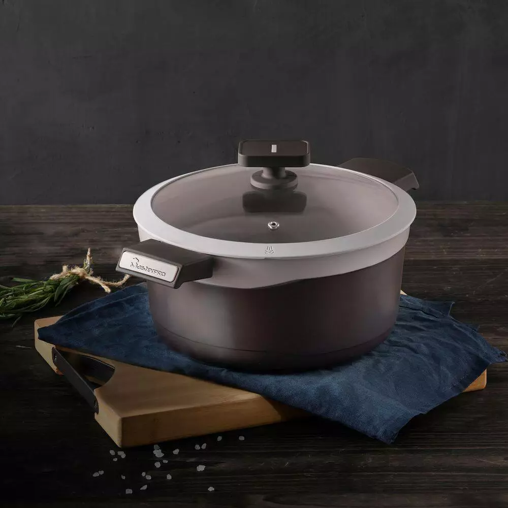 Gastro Titanium Cast Aluminum 4.8 qt. Dutch Oven with Tempered Glass by MasterPRO 8 Gastro Titanium Cast Aluminum 4.8 qt. Dutch Oven with Tempered Glass by MasterPRO - Image 6