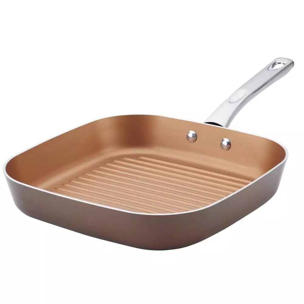 Home Collection 11.25 in. Aluminum Nonstick Grill Pan in Brown Sugar by Ayesha Curry 3 Home Collection 11.25 in. Aluminum Nonstick Grill Pan in Brown Sugar by Ayesha Curry
