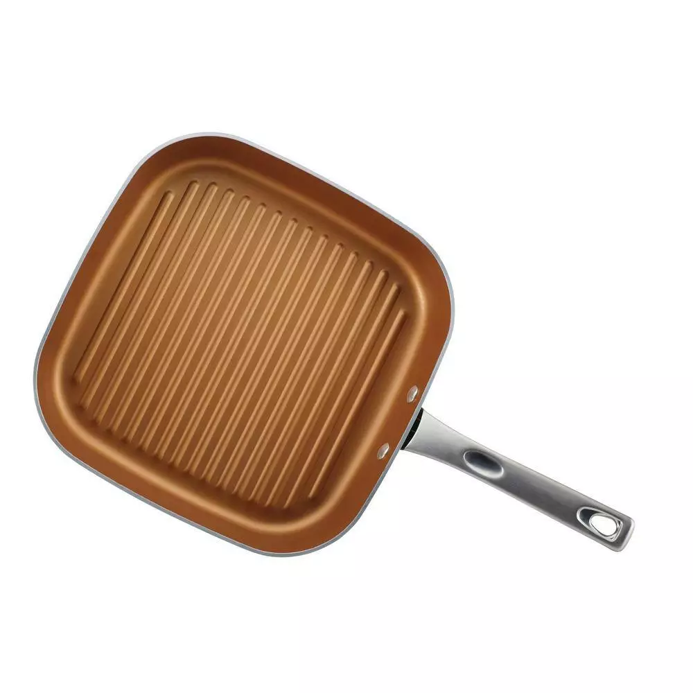 Home Collection 11.25 in. Aluminum Nonstick Grill Pan in Brown Sugar by Ayesha Curry 6 Home Collection 11.25 in. Aluminum Nonstick Grill Pan in Brown Sugar by Ayesha Curry - Image 4