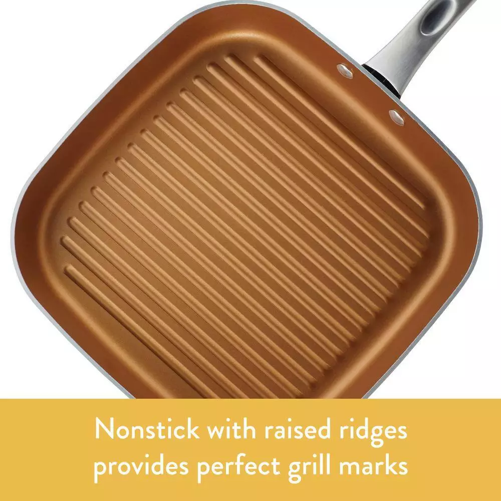 Home Collection 11.25 in. Aluminum Nonstick Grill Pan in Brown Sugar by Ayesha Curry 7 Home Collection 11.25 in. Aluminum Nonstick Grill Pan in Brown Sugar by Ayesha Curry - Image 5