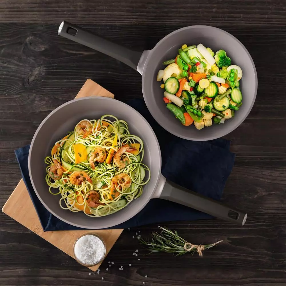 2-Piece Gastro Titanium Durable Cast Aluminum Fry Pan Set by MasterPRO 5 2-Piece Gastro Titanium Durable Cast Aluminum Fry Pan Set by MasterPRO - Image 3