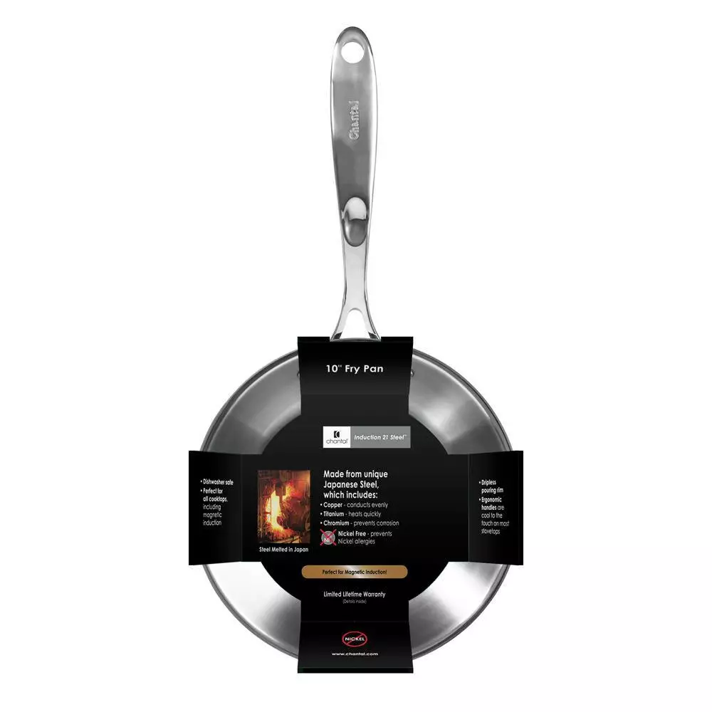 Induction 21 Steel 10 in. Stainless Steel Frying Pan in Brushed Stainless Steel by Chantal 7 Induction 21 Steel 10 in. Stainless Steel Frying Pan in Brushed Stainless Steel by Chantal - Image 5